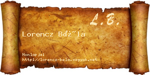 Lorencz Béla névjegykártya